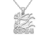 14K White Gold GEMINI Charm Zodiac Astrology Pendant Necklace with Chain